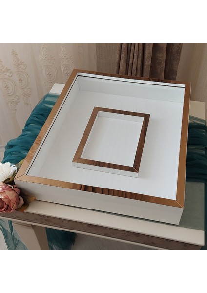 40 x 50 cm Yarı Kaplama Beyaz-Bronz Anı Çerçevesi! Yeni Moda Çiçek Anı Çerçevesi! fiyatları