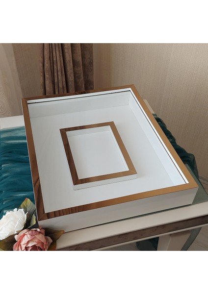 40 x 50 cm Yarı Kaplama Beyaz-Bronz Anı Çerçevesi! Yeni Moda Çiçek Anı Çerçevesi! modelleri