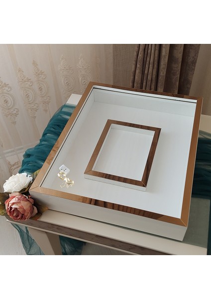 40 x 50 cm Yarı Kaplama Ledli Beyaz-Bronz Anı Çerçevesi! Yeni Moda Çiçek Anı Çerçevesi! fiyatları