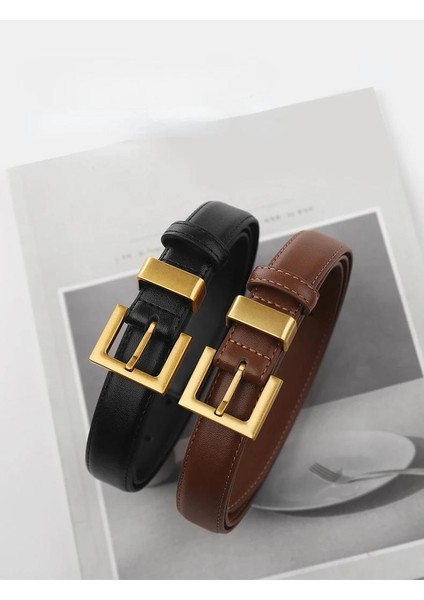 Hakiki Deri Gold Toka Kadın Kemeri Pantolon Kemeri, Gömlek Kemeri