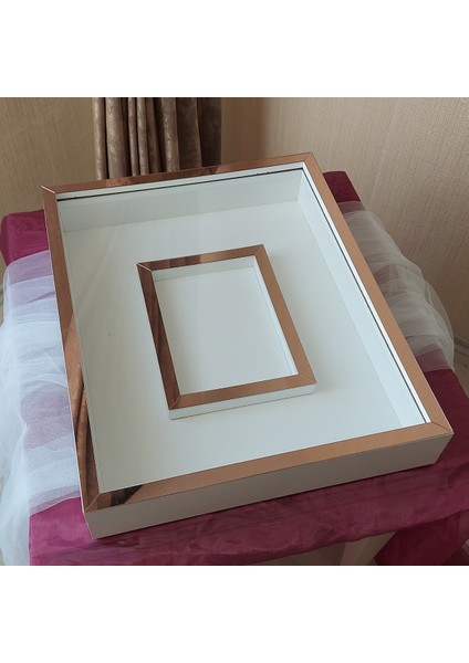 40 x 50 cm Yarı Kaplama Beyaz-Rose Anı Çerçevesi! Yeni Moda Çiçek Anı Çerçevesi! modelleri