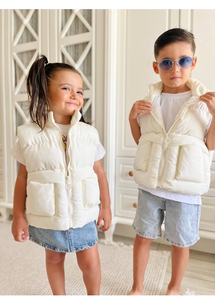 Düz Cepli Şişme Yelek Unisex Bebek Çocuk