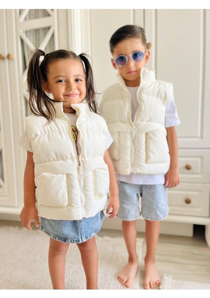 Düz Cepli Şişme Yelek Unisex Bebek Çocuk