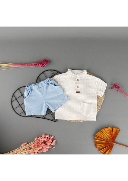 Çizgili Muslin 2'li Erkek Takım