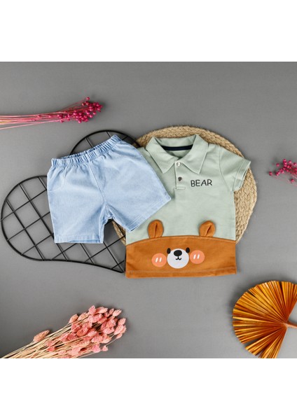 Kulaklı Bear Detaylı 2'li Erkek Takım