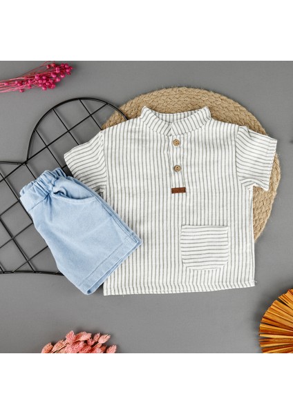Çizgili Muslin 2'li Erkek Takım