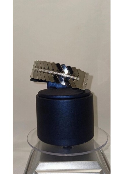 Çelik Kelepçe 316L Silver Dikdörtgen Işlemeli Yandan Açılan Çelik Kelepçe