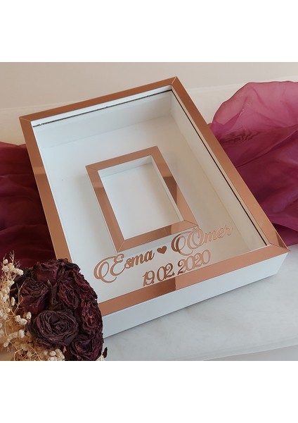 30 x 40 cm Yarı Kaplama Ledli+Isimli Beyaz-Rose Anı Çerçevesi! Yeni Moda Çiçek Anı Çerçevesi! fiyatları