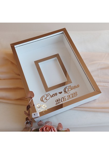 30 x 40 cm Yarı Kaplama Ledli+Isimli Beyaz-Bronz Anı Çerçevesi! Yeni Moda Çiçek Anı Çerçevesi! modelleri