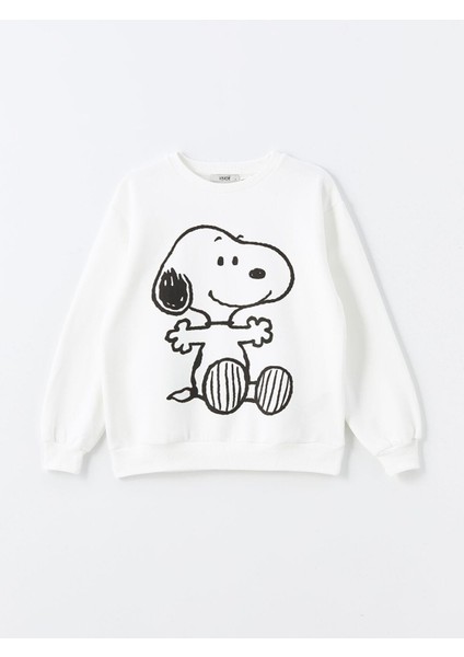 Xsıde Bisiklet Yaka Snoopy Baskılı Oversize Kadın Kalın Sweatshirt indirimleri