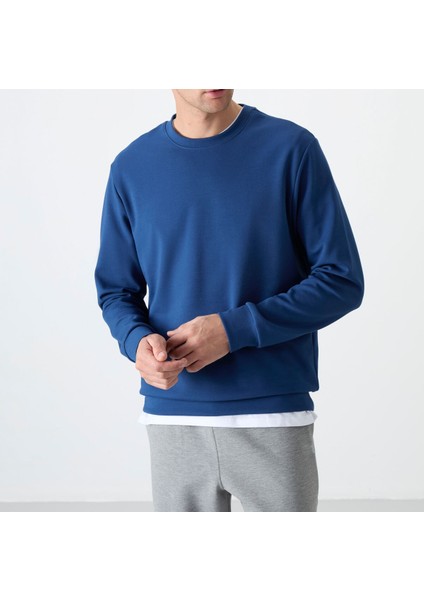 Basic Erkek Sweatshirt - Kompakt Kumaş, Uzun Kollu, Yumuşak ve Rahat - Gri (Günlük ve Casual Giyim Için) fiyatları