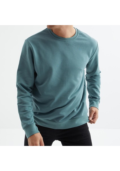 Basic Erkek Sweatshirt - Kompakt Kumaş, Uzun Kollu, Yumuşak ve Rahat - Gri (Günlük ve Casual Giyim Için) modelleri