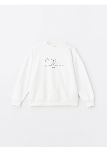 Lcw Vision Bisiklet Yaka Baskılı Oversize Kadın Sweatshirt indirimleri