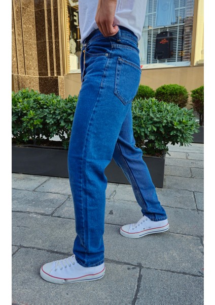Erkek Boyfriend Rahat Kalıp Mavi Pantolon (F-140) fiyatları
