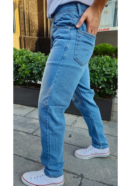 Erkek Boyfriend Rahat Kalıp Açık Mavi Pantolon (F-198) fiyatları