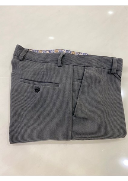 Rahat Kesim Kışlık Içi Polarlı Gri Erkek Kadife Baba Pantolon modelleri