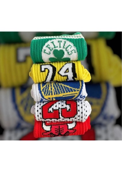 5'li Seri Basketbol Takim Temali Neşeli Kolej Tenis Çorap