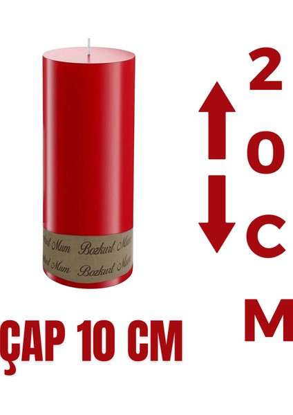 4'lü 10 x 20 cm Silindir Mum Kırmızı fiyatları
