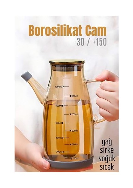 Modacar Yağ Sirke Şişesi Borosilikat Cam 1000 ml  A.verbrugge Design