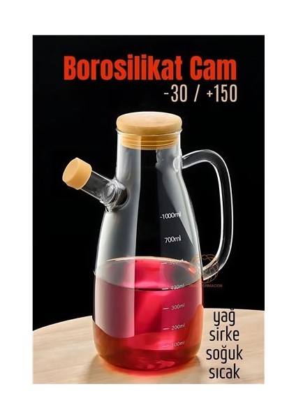 Modacar Yağ Sirke Şişesi Borosilikat Cam 1000 ml  A.verbrugge Design