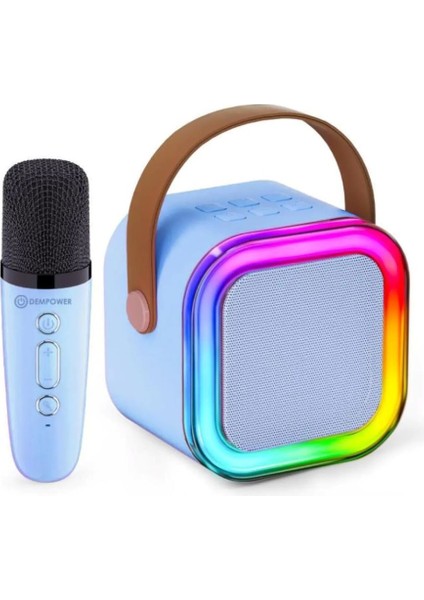 Karaoke Kablosuz Hoparlör Mikrofonlu Rgb Işıklı Bluetooth Speaker Tf Kart/usb/