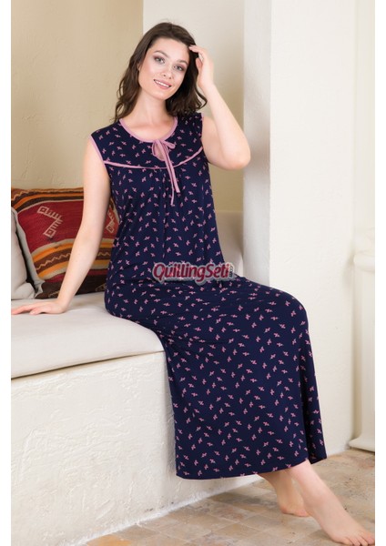 Renk ve Desen Seçenekli Lady Kadın Gecelik Uzun Elbise