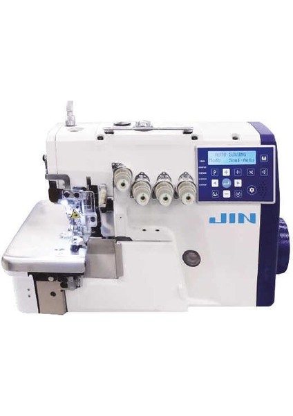 Jın M1-424SF-ABL Direct Drive, 3 Sensörlü, Manyetik Iplik Kesmeli (Giyotin Tip) ve Ayak Kaldırmalı, 4 Iplik Otomatik Kıstırmalı Akıllı Overlok Makinası