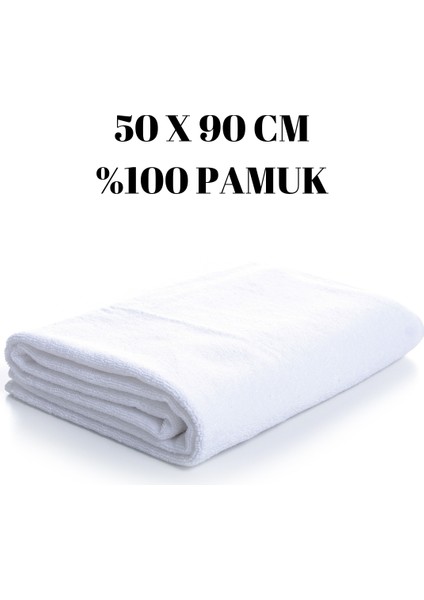 Beyaz 50X90 cm El ve Yüz Havlusu - %100 Pamuk, Yumuşak ve Hızlı Kuruyan Kuaför Misafir Spor Havlusu