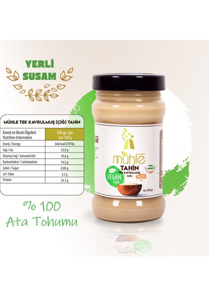 Organic Az Kavrulmuş ( Çiğ ) Tahin 280 gr