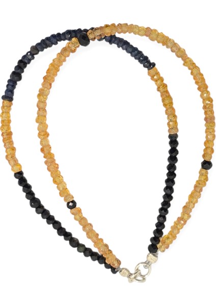 Safir - Siyah Turmalin (1-2mm) Özel Tasarım Doğal Taş Bileklik