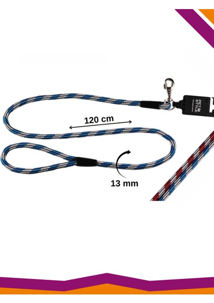 Köpek Gezdirme Tasması Çizgili Ip Fitil 13 mm x 120 cm