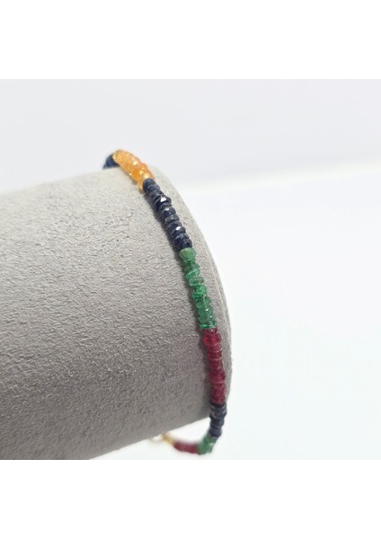 Zümrüt -Safir- Yakut (1-2mm) Özel Tasarım Doğal Taş Bileklik modelleri