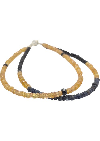 Safir - Siyah Turmalin (1-2mm) Özel Tasarım Doğal Taş Bileklik fiyatları