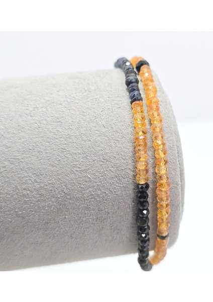 Safir - Siyah Turmalin (1-2mm) Özel Tasarım Doğal Taş Bileklik modelleri