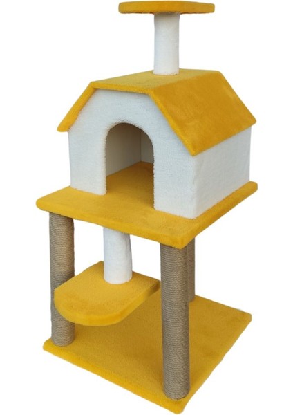 Çift Katlı Sarı Kedi Evi