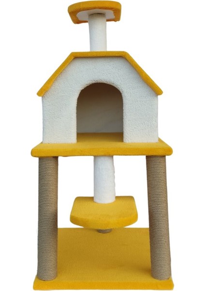 Çift Katlı Sarı Kedi Evi