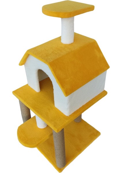 Çift Katlı Sarı Kedi Evi