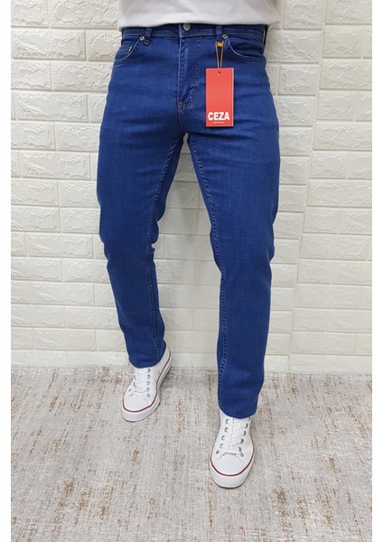 Erkek Slim Fit Koyu Mavi Esnek Likralı Kot Pantolon (506)