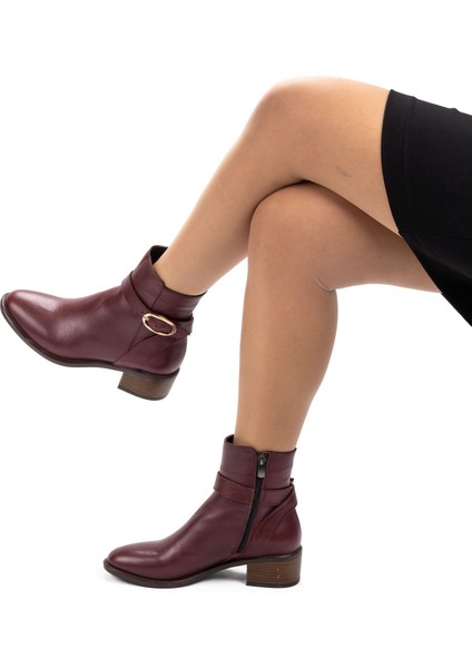 Kadın Deri Kemerli Tokalı Alçak Topuklu Günlük Bot fiyatları