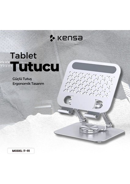 Katlanabilir Yüksek Kaliteli Dönebilen Yükseklik Ayarlı Metal Masa Üstü Telefon Tutucu Tablet Standı