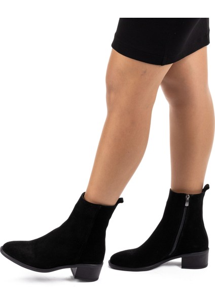 Kadın Deri Alçak Topuklu Fermuarlı Günlük Bot