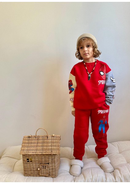 Spiderman Kırmızı Baskılı Erkek Çocuk Takım fiyatları
