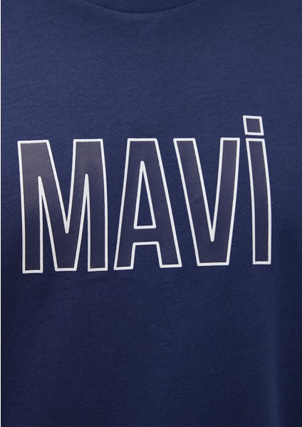 Mavi Logo Baskılı Lacivert Tişört 066842-70758