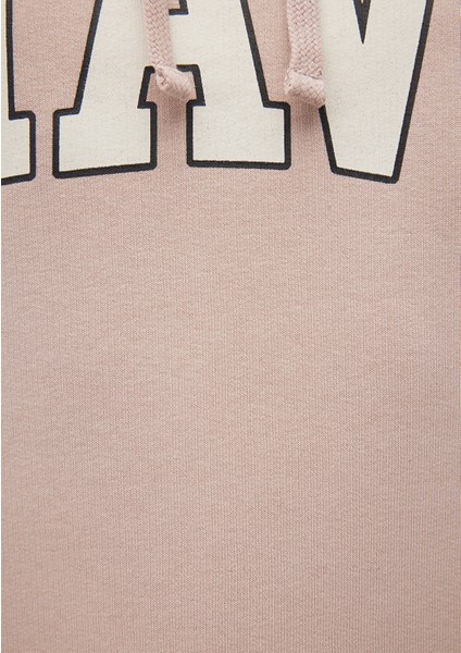 Mavi Logo Baskılı Kapüşonlu Bej Sweatshirt 1600361-70043