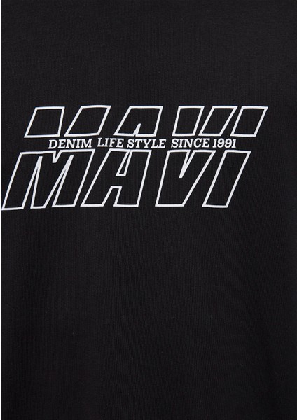 Mavi Baskılı Siyah Tişört 0611827-900