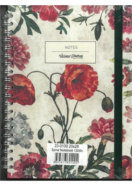 Vıctorıa's Journals 0100 Notes 20X28CM Spiralli Sert Kapak 90GR. 40YP. Düz + 40 Yp. Noktalı + 40YP.ÇİZGİLİ Defter