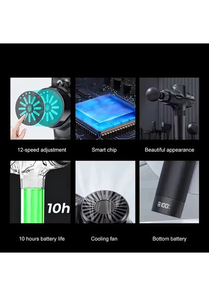 Masaj Tabancası 24V / 2500 Mah Fırçasız Motor 3960 Rpm Hız 10 Başlıklı
