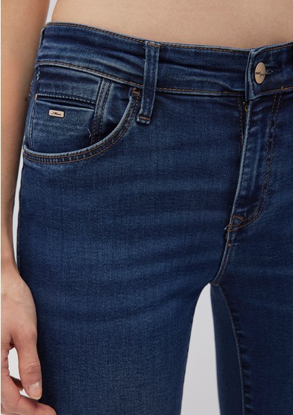 Mona Gold Klasik Vintage Koyu Mavi Jean Pantolon 1049787784
