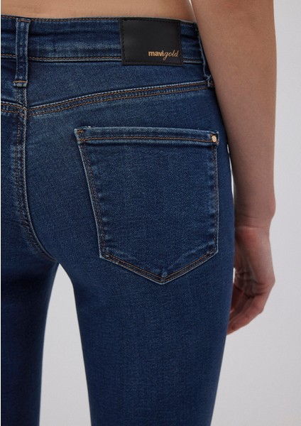Mona Gold Klasik Vintage Koyu Mavi Jean Pantolon 1049787784