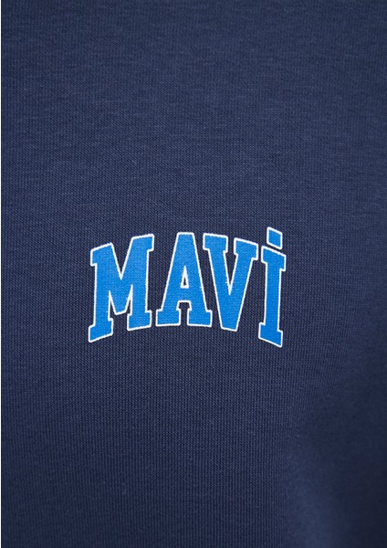 Mavi Logo Baskılı Fermuarlı Lacivert Sweatshirt 0611715-70490